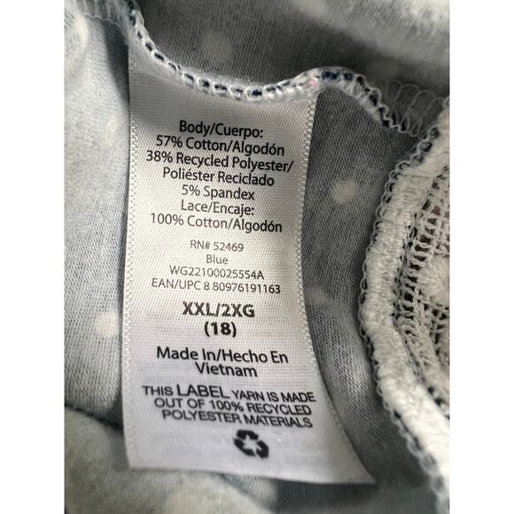 Wondernation Navy Blue And White Polka Dot Lace Boho Top Size XXL 18 - Picture 4 of 5